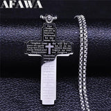 Christian Bible Cross Pendant Necklace Men's Jewelry N6019S02