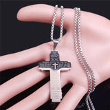 Christian Bible Cross Pendant Necklace Men's Jewelry N6019S02