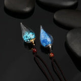 Glaze Vial Necklace Water Drop Heart Shape Pendant Perfume Bottle Steel Chain