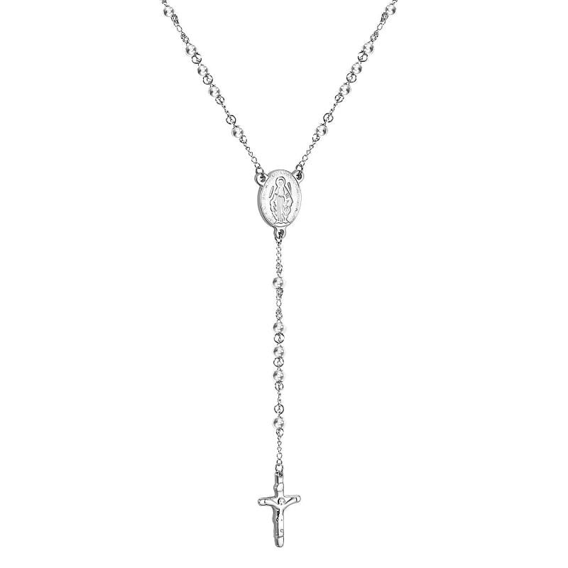 Catholic Rosary Beads Necklace Stainless Steel Cross Pendant Choker
