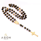 Catholic Rosary Beads Necklace Stainless Steel Cross Pendant Choker
