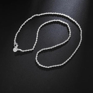 925 Sterling Silver Twist Rope Chain Necklace Men Women