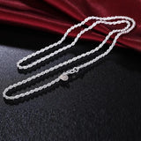925 Sterling Silver Twist Rope Chain Necklace Men Women