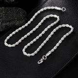 925 Sterling Silver Twist Rope Chain Necklace Men Women