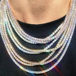 Crystal Rhinestone Men's Hip Hop Necklace Ice Tennis Chain Necklace