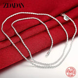 925 Sterling Silver 2MM Twist Necklace Geometric Rope Chain