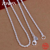 925 Sterling Silver 2MM Twist Necklace Geometric Rope Chain