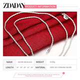 925 Sterling Silver 2MM Twist Necklace Geometric Rope Chain