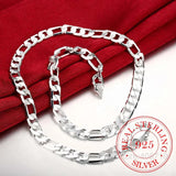 925 Silver Sideways Necklace 6mm/8mm Statement Jewelry