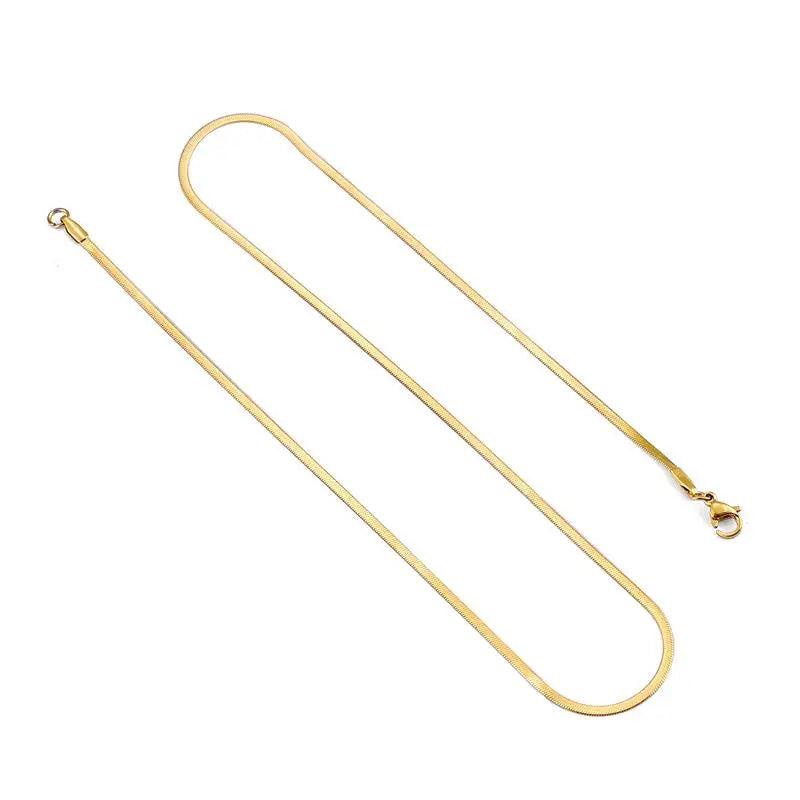 Stainless Steel Flat Necklace Waterproof Snake Chain Men Gift Jewelry