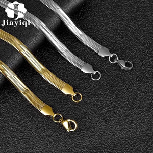 Stainless Steel Flat Necklace Waterproof Snake Chain Men Gift Jewelry