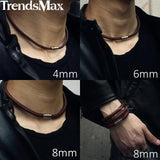 Brown Braided Rope Chain Necklace Choker for Men Magnetic Clasp