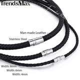 Brown Braided Rope Chain Necklace Choker for Men Magnetic Clasp