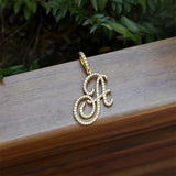 Cursive Name Pendant Necklace Iced Out Cubic Zircon Silver Charm