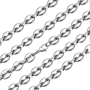 Stainless Steel Coffee Beans Chain Necklace 5MM for Men Women Hip Hop Jewelry
