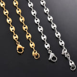 Stainless Steel Coffee Beans Chain Necklace 5MM for Men Women Hip Hop Jewelry