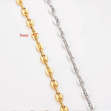 Stainless Steel Coffee Beans Chain Necklace 5MM for Men Women Hip Hop Jewelry