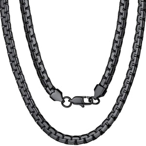 Flat Box Chain Stainless Steel Necklace Men Women Jewelry