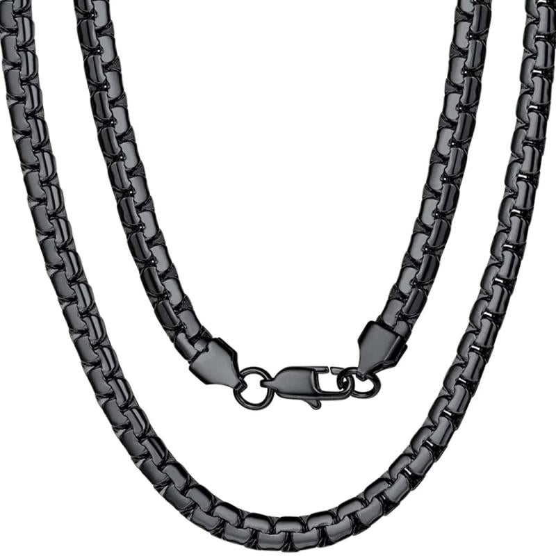 Flat Box Chain Stainless Steel Necklace Men Women Jewelry