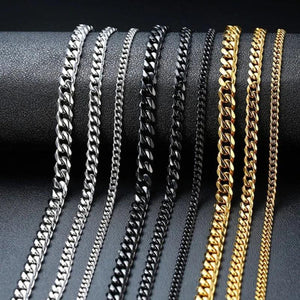Classic Stainless Steel Cuba Necklace Long High Polished Non Fade