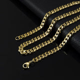 Classic Stainless Steel Cuba Necklace Long High Polished Non Fade