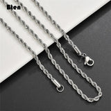 2-6mm Rope Chain Necklace Stainless Steel Never Fade Waterproof