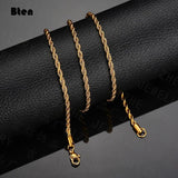 2-6mm Rope Chain Necklace Stainless Steel Never Fade Waterproof
