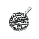 Vintage Black Pentagram Pendant Snake Necklace Men's Biker Jewelry