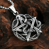 Vintage Black Pentagram Pendant Snake Necklace Men's Biker Jewelry