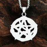 Vintage Black Pentagram Pendant Snake Necklace Men's Biker Jewelry