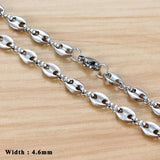 Stainless Steel Coffee Bean Chain Necklace For Men Women Silver