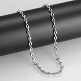 Stainless Steel Coffee Bean Chain Necklace For Men Women Silver