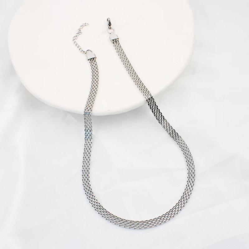 Mesh Chain Necklace for Women Stainless Steel Jewelry Punk Vintage