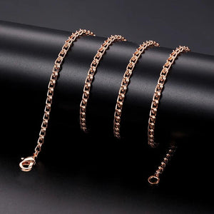 Rose Gold Snail Necklace 585 Chain 3mm 5mm Wide Women Men Jewelry
