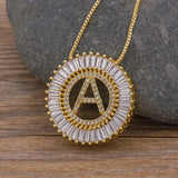 A-Z Initials 3 Colors CZ Letter Pendant Necklaces For Women
