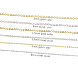 Fnixtar 10Pcs Stainless Steel Cable Chain Necklaces 1mm 1.5mm 2mm Thickness