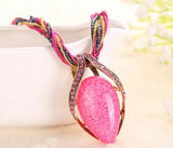 Vintage Teardrop Resin Choker Necklace Rhinestones Pendant XL016