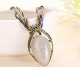 Vintage Teardrop Resin Choker Necklace Rhinestones Pendant XL016
