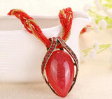 Vintage Teardrop Resin Choker Necklace Rhinestones Pendant XL016