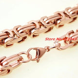 Rose Stainless Steel Chain Necklace Byzantine Style Jewelry