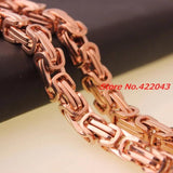 Rose Stainless Steel Chain Necklace Byzantine Style Jewelry
