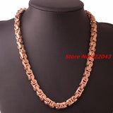 Rose Stainless Steel Chain Necklace Byzantine Style Jewelry