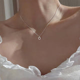 925 Silver Necklace Geometric Double Circle Pendant