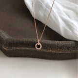 925 Silver Necklace Geometric Double Circle Pendant