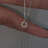 925 Silver Necklace Geometric Double Circle Pendant