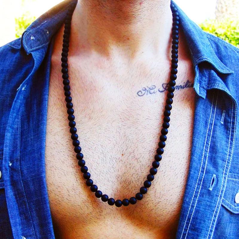 Men's Matte Bead Necklace Classic Natural Strand Beads Jewelry Gi