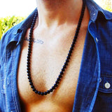 Men's Matte Bead Necklace Classic Natural Strand Beads Jewelry Gi
