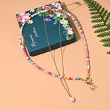 Colorful Initial Chokers Necklace for Women Plated Stainless Steel Chain