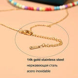 Colorful Initial Chokers Necklace for Women Plated Stainless Steel Chain