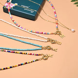 Colorful Initial Chokers Necklace for Women Plated Stainless Steel Chain